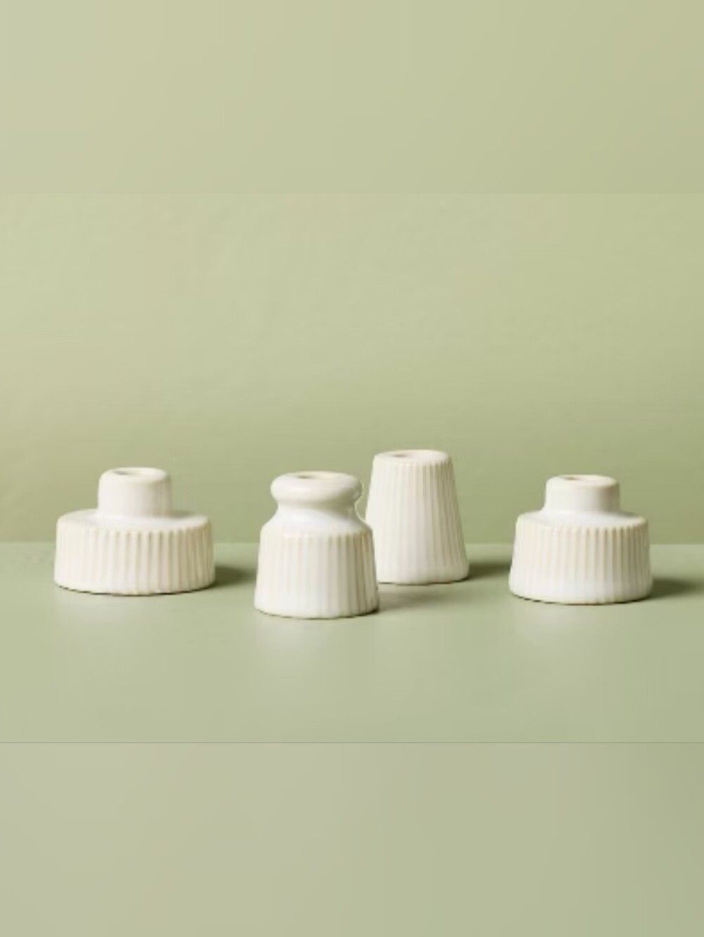 Hearth & Hand 4pc Mini Ceramic cream Taper Candle Holders